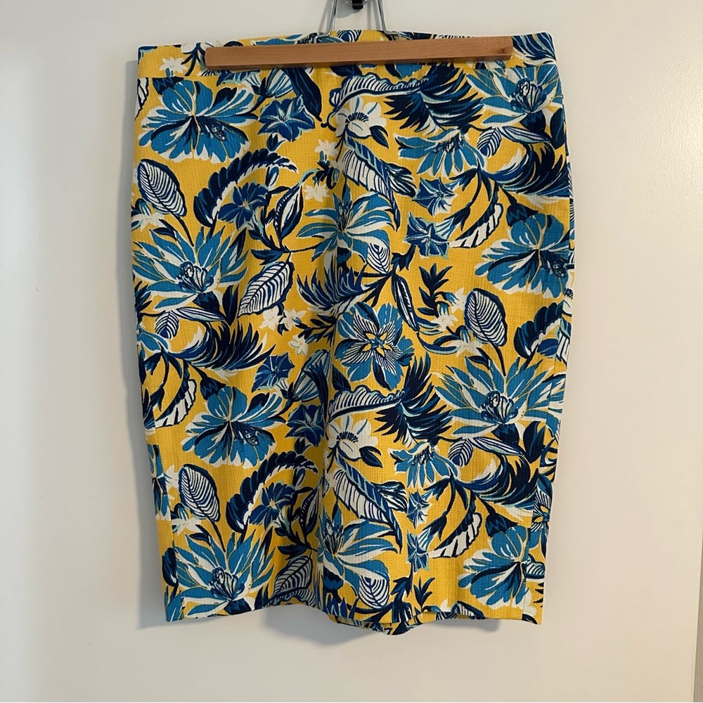 NWT J. Crew basket weave tropical floral pencil skirt